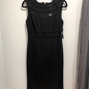 NY & Co Black Midi Dress with sheer panels